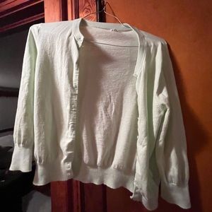 Large Jcrew cardigan light green.